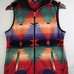 Chaps women's Aztec South Western style fleece vest size MP